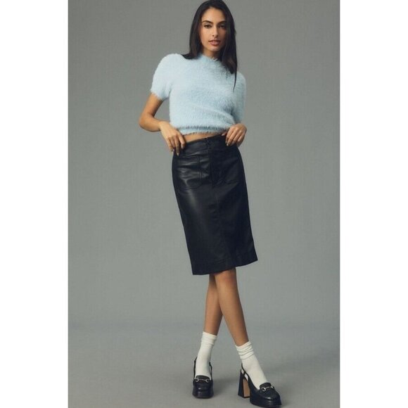 Maeve Dresses & Skirts - Maeve Anthropologie The Colette Vegan Leather Skirt Knee Length in Black Size 1X